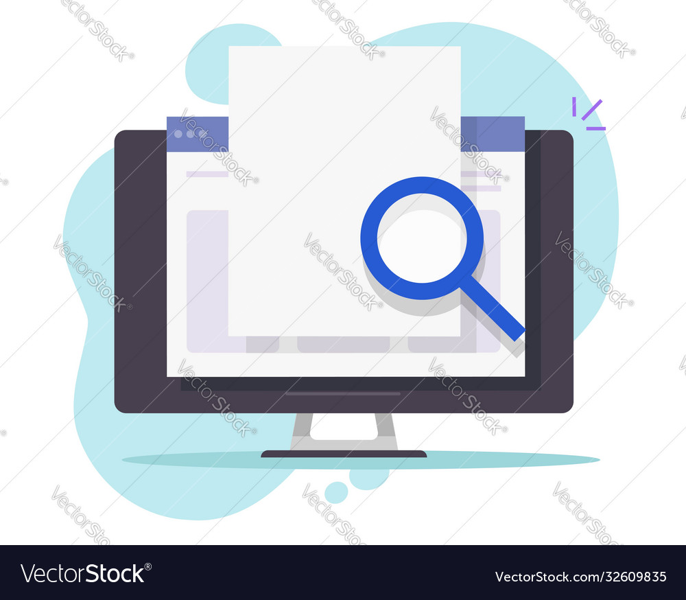 Search scan data online on internet web document vector image Search scan data online on internet web document