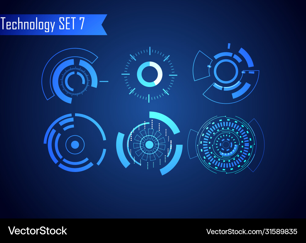 Set circle abstract digital technology ui Vector Image