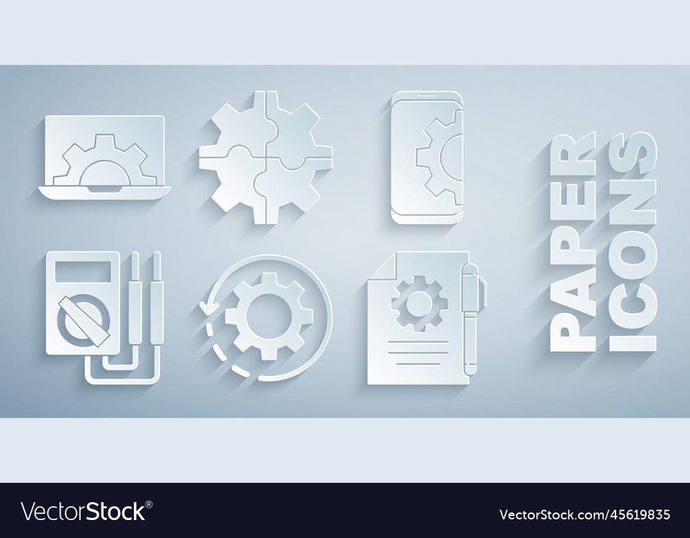 Set gear and arrows as workflow setting vector image Set gear and arrows as workflow setting