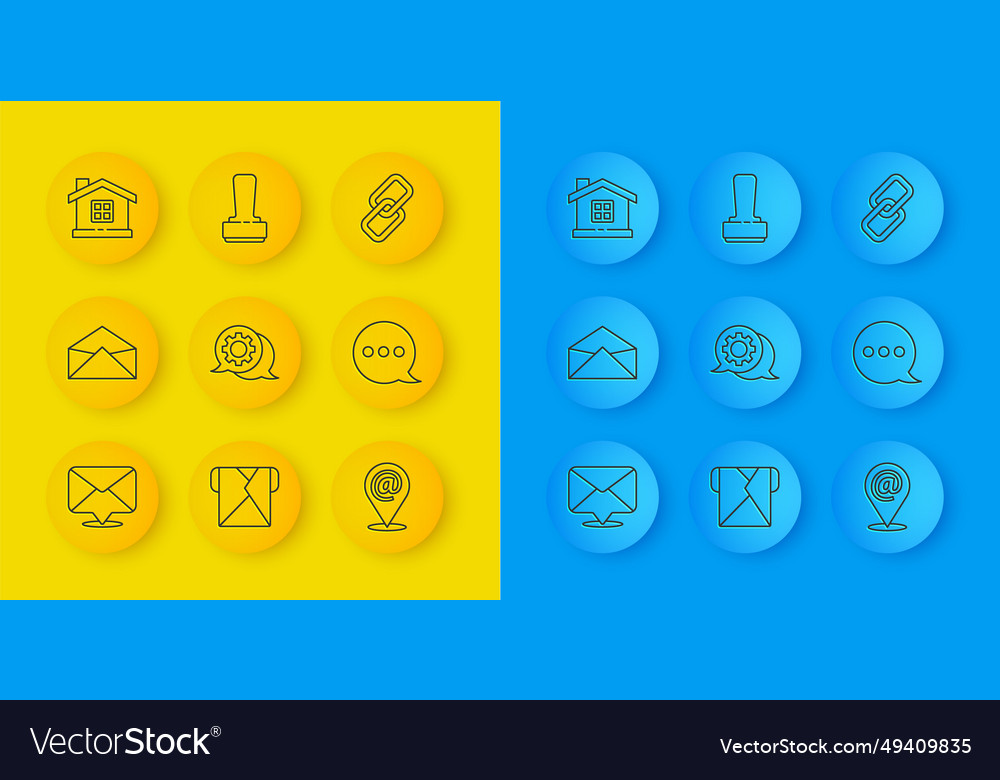 Set line envelope speech bubble chat location vector image Set line envelope speech bubble chat location
