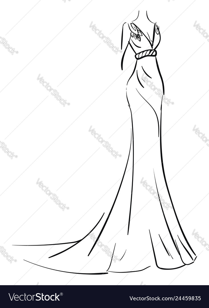 Simple sketch of a long evening dress on white Vector Image