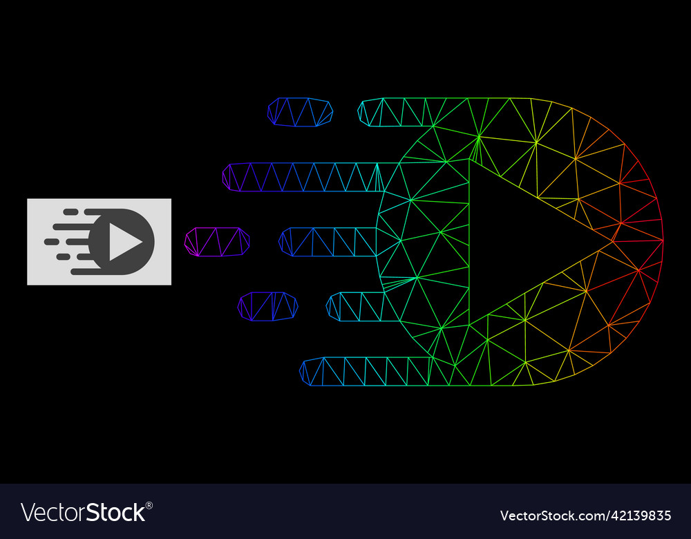 Spectrum gradiented polygonal net play function vector image Spectrum gradiented polygonal net play function