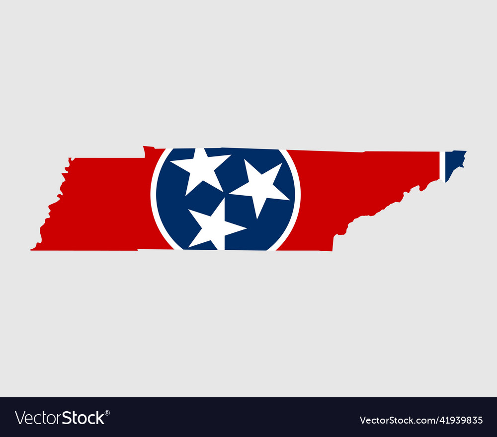 Tennessee map flag tn usa us state banner Vector Image