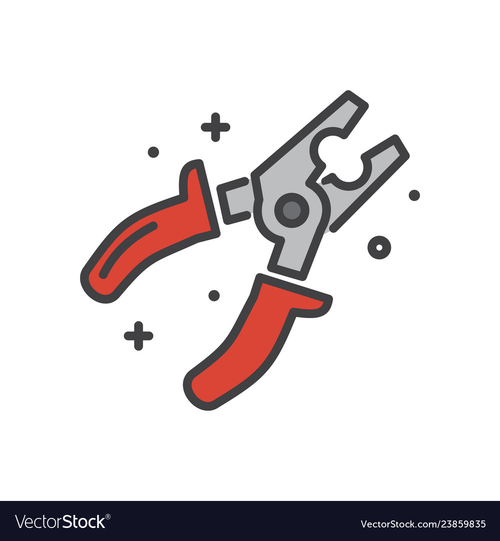 Tool pliers line icon on white background