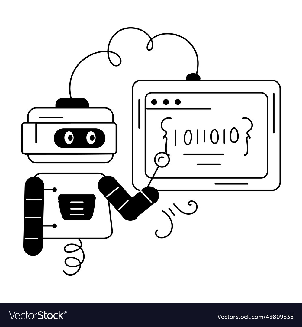 Trendy code automation hand drawn mini Royalty Free Vector