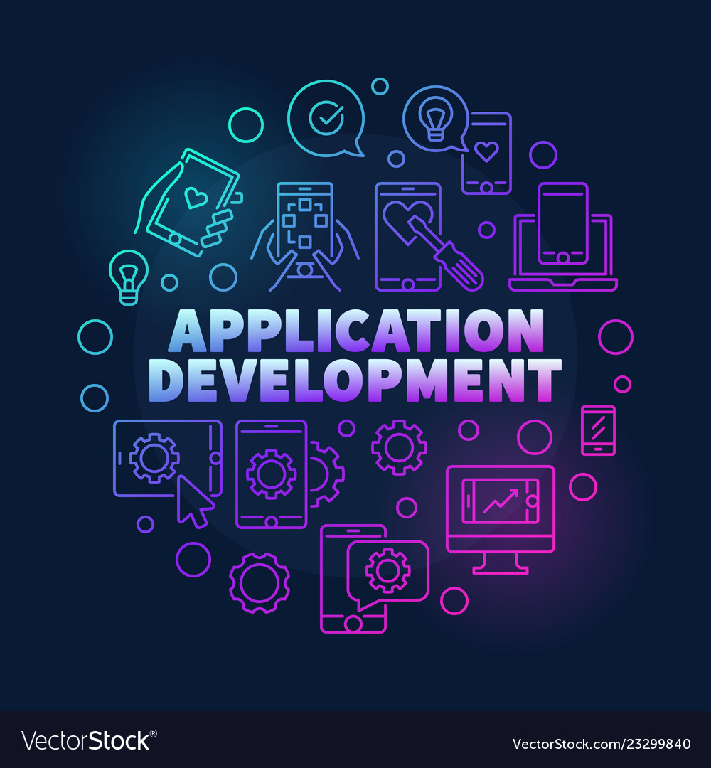Application development round line colorful Vector Image