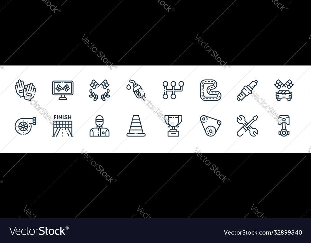 Autoracing line icons linear set quality