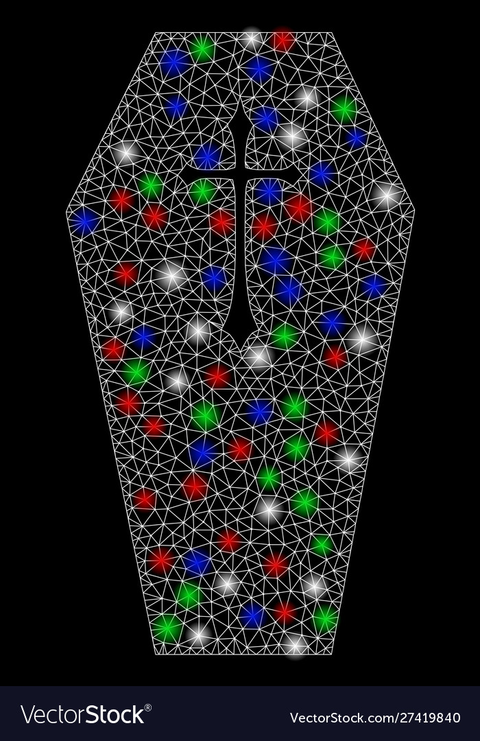 Bright mesh carcass christian coffin with flash