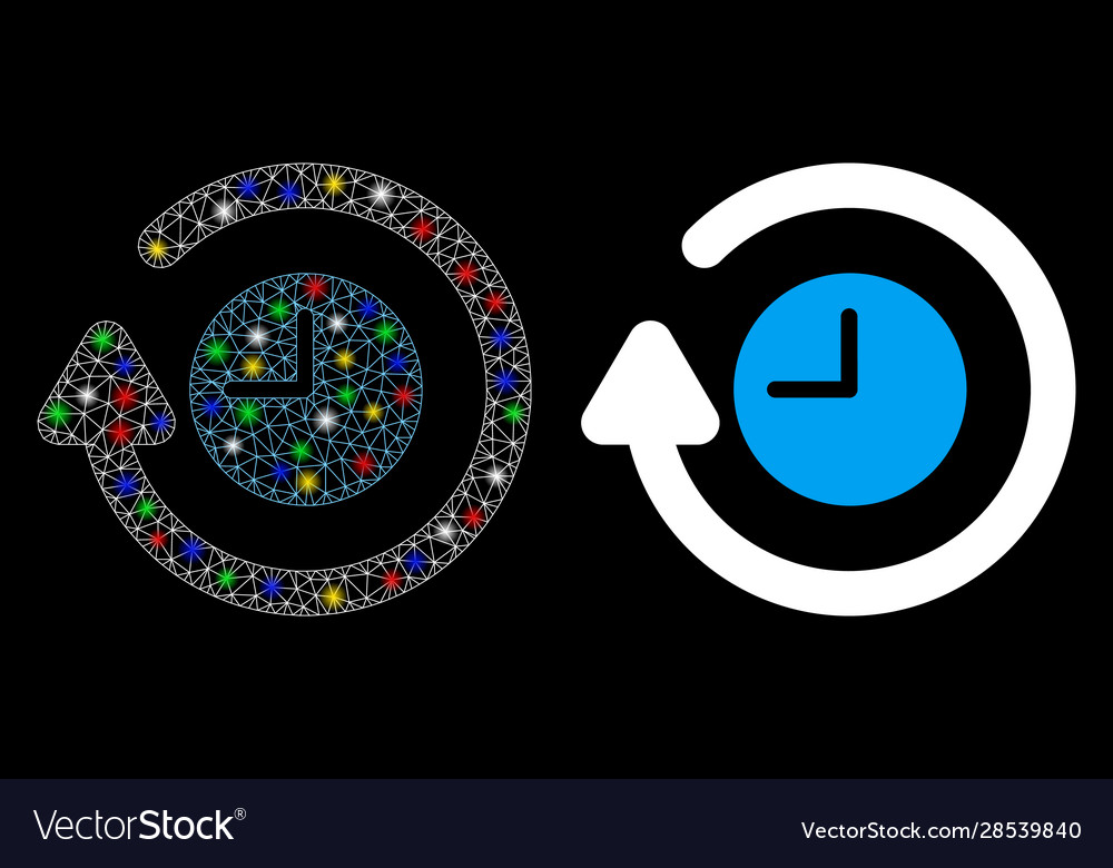 Bright mesh wire frame repeat clock icon
