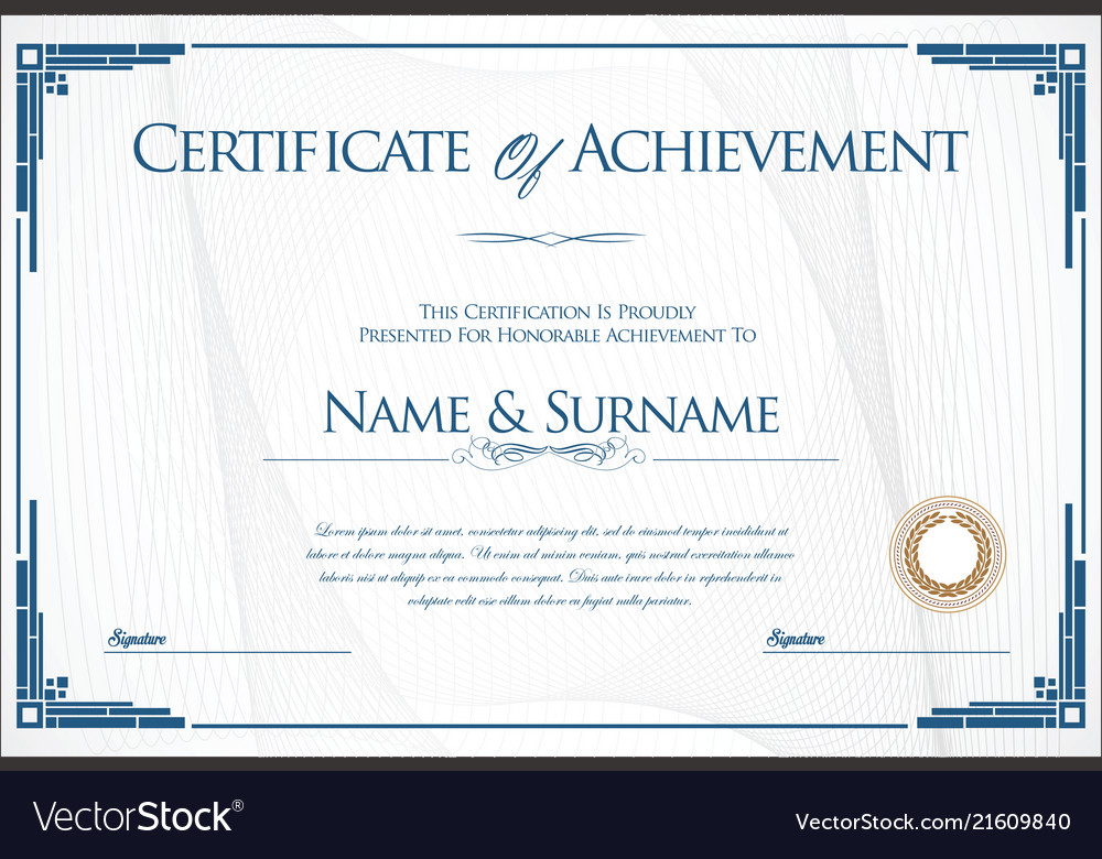 Certificate or diploma retro design template 2 Vector Image