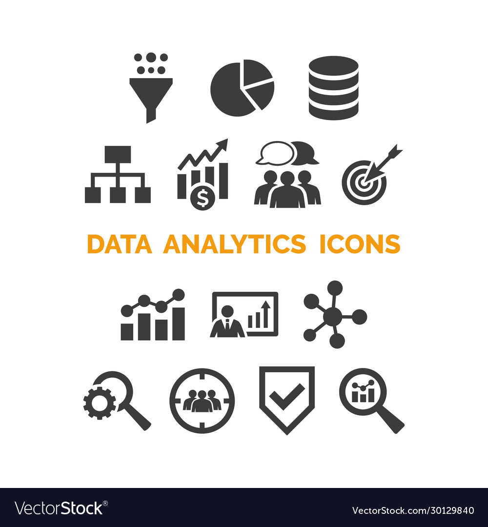 Data analytics icons set on white background vector image Data analytics icons set on white background