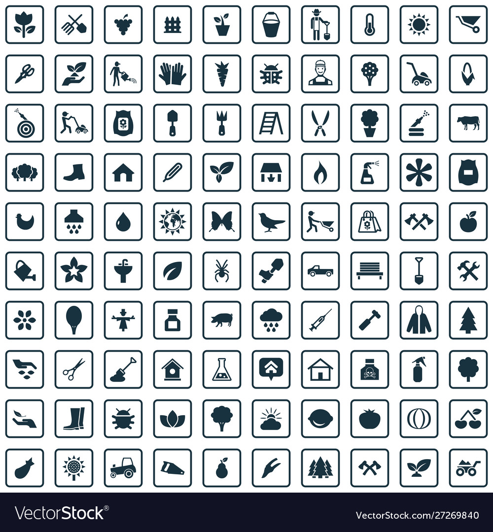 Gardening 100 Icons Universal Set For Web And Ui Vector Image