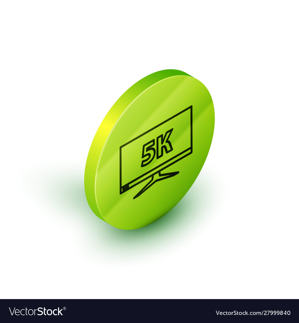 Isometric line computer pc monitor display with 5k vector image Isometric line computer pc monitor display with 5k