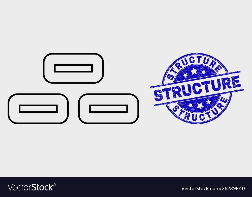 Linear bricks icon and scratched structure Vector Image Linear bricks icon and scratched structure