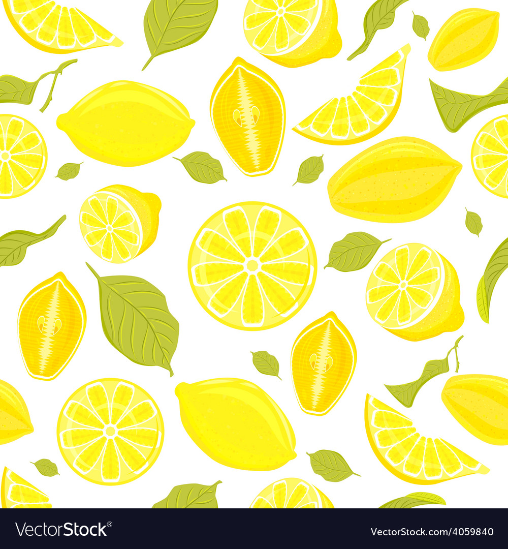 Seamless pattern of different lemons