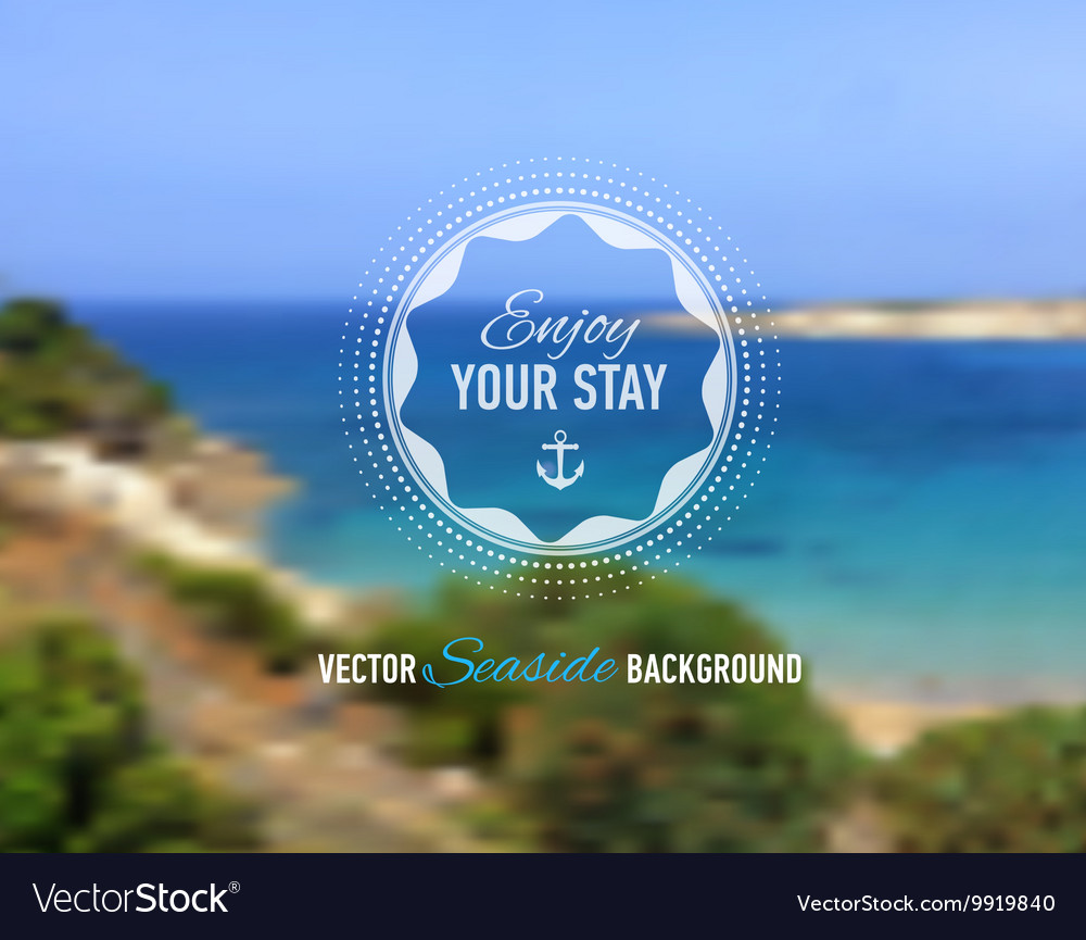 Seaside blurred background with designed text