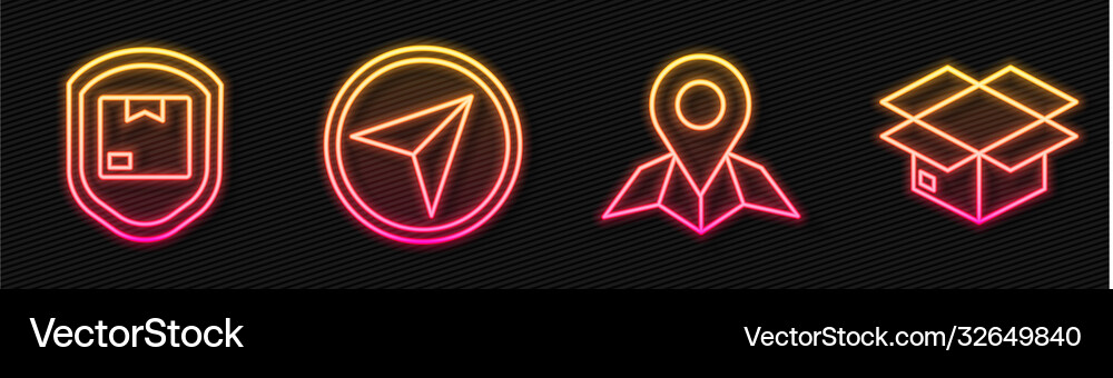 Set line placeholder on map paper delivery pack Vector Image