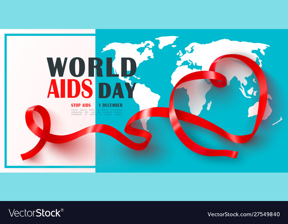 World aids day banner with red ribbonstop aids Vector Image