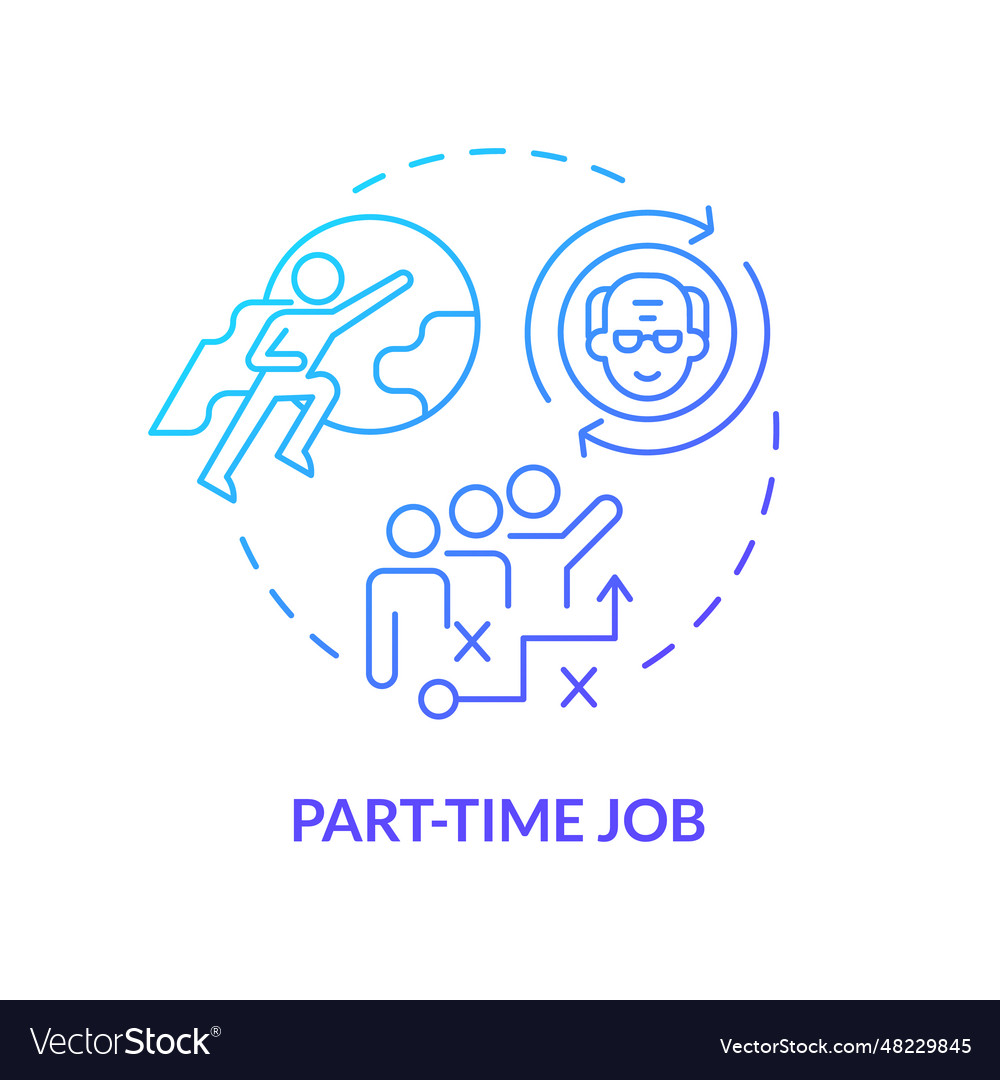2d gradient part-time job thin line concept