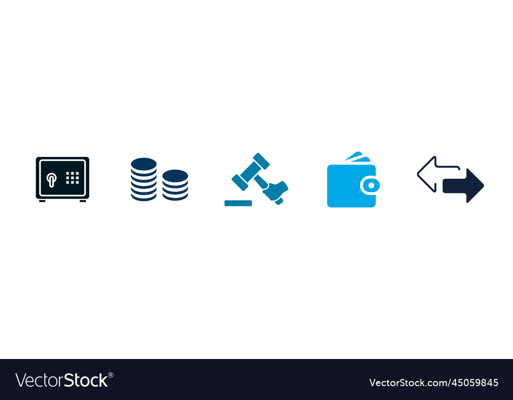 Bank safe coins auction wallet exchange icons