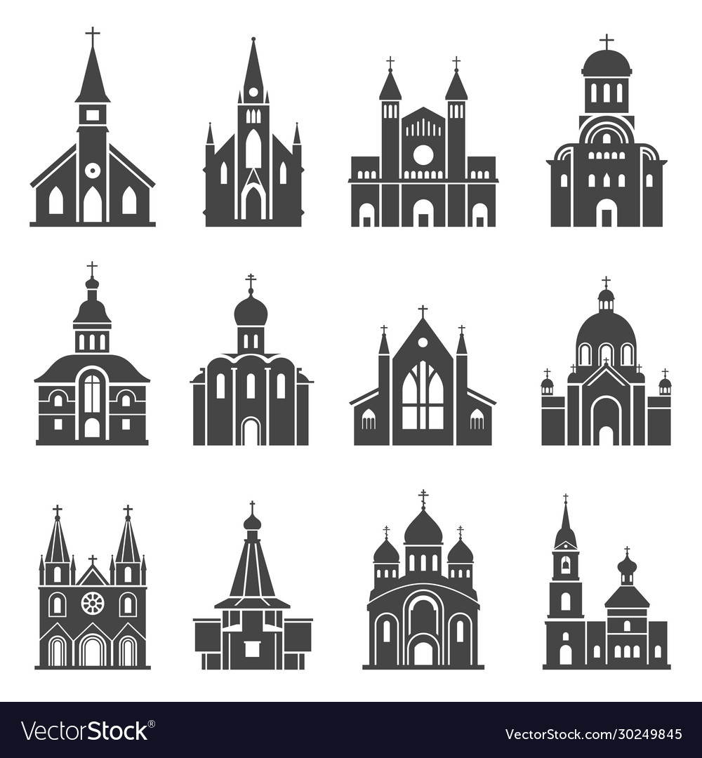 Church icon set traditional religious spiritual vector image Church icon set traditional religious spiritual