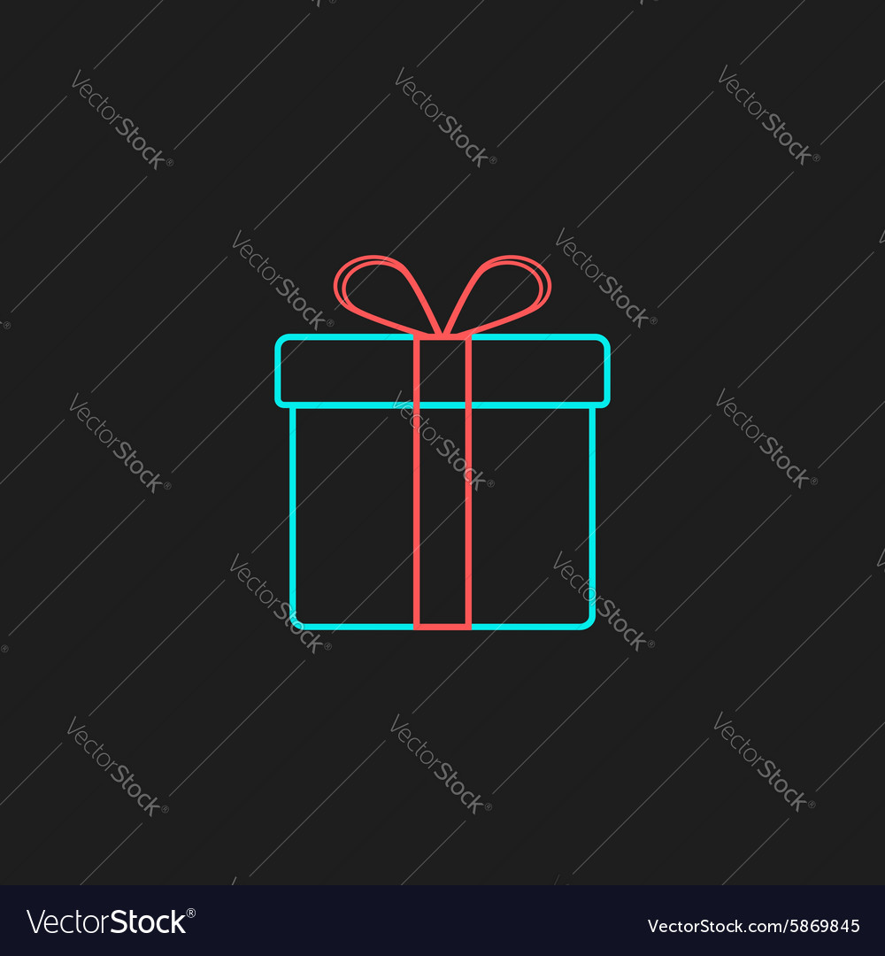 Colored outline gift box on black background