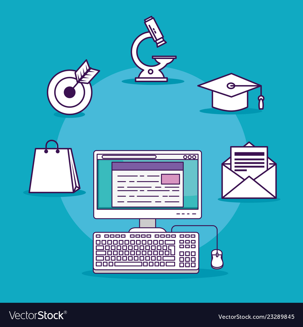Computer technology with digital document Vector Image Computer technology with digital document