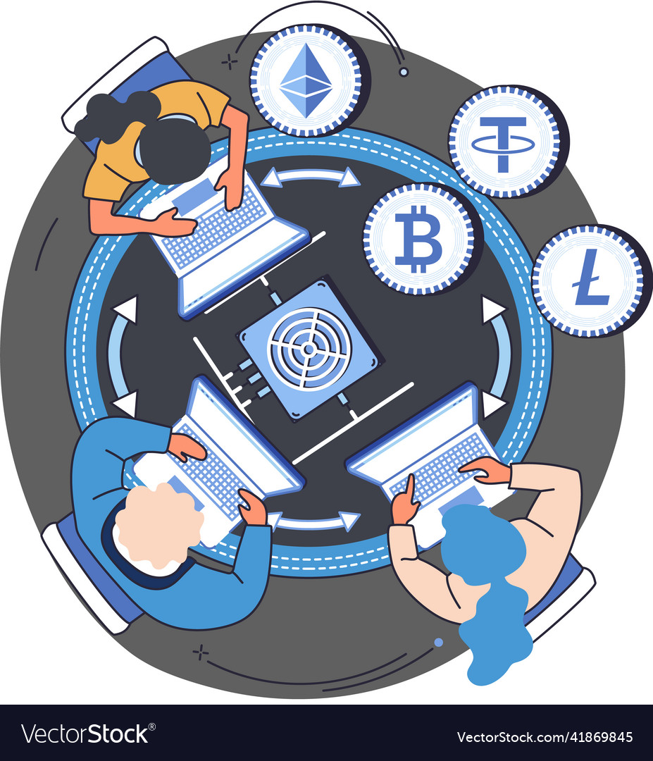 Cryptocurrency exchange platform and blockchain vector image Cryptocurrency exchange platform and blockchain