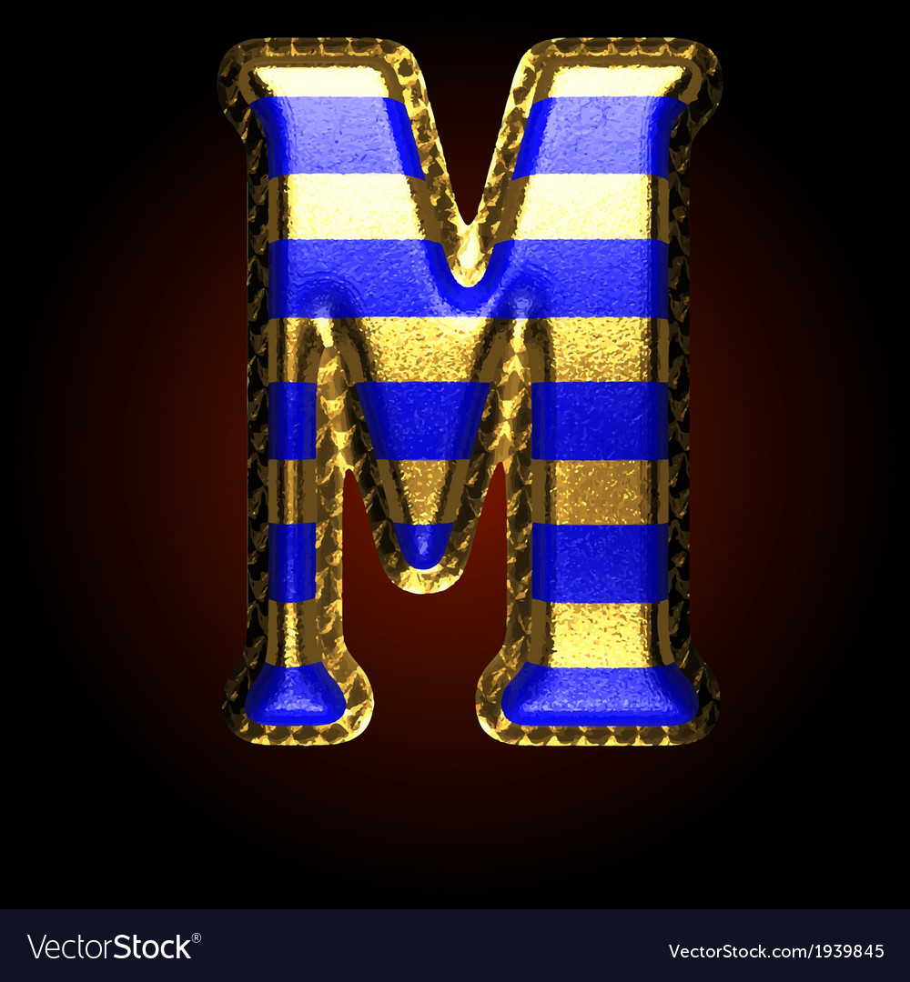 Golden and blue letter m