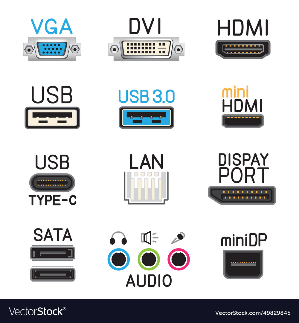 Hardware tech interface icons sign symbol set Vector Image