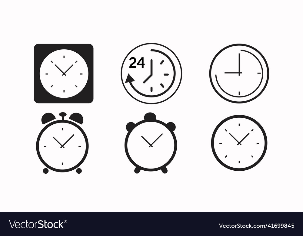 Isolated time and clock line icons