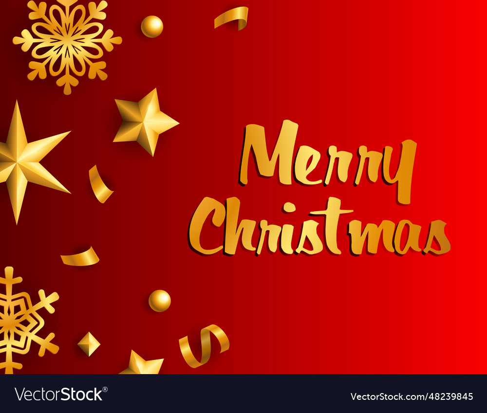 Merry christmas poster design with golden star Vector Image