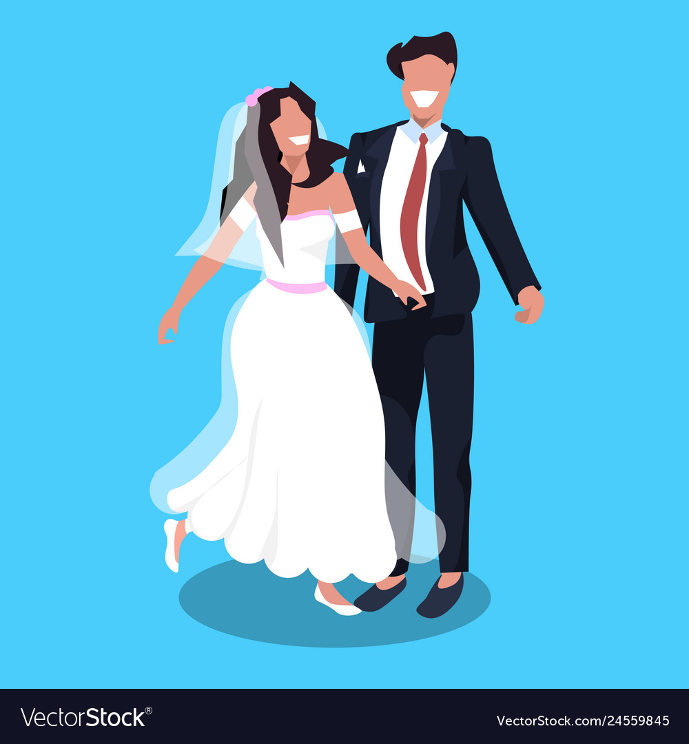 Newlyweds Man Woman Standing Together Romantic Vector Image