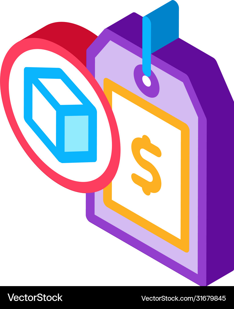 Package price tag isometric icon Royalty Free Vector Image