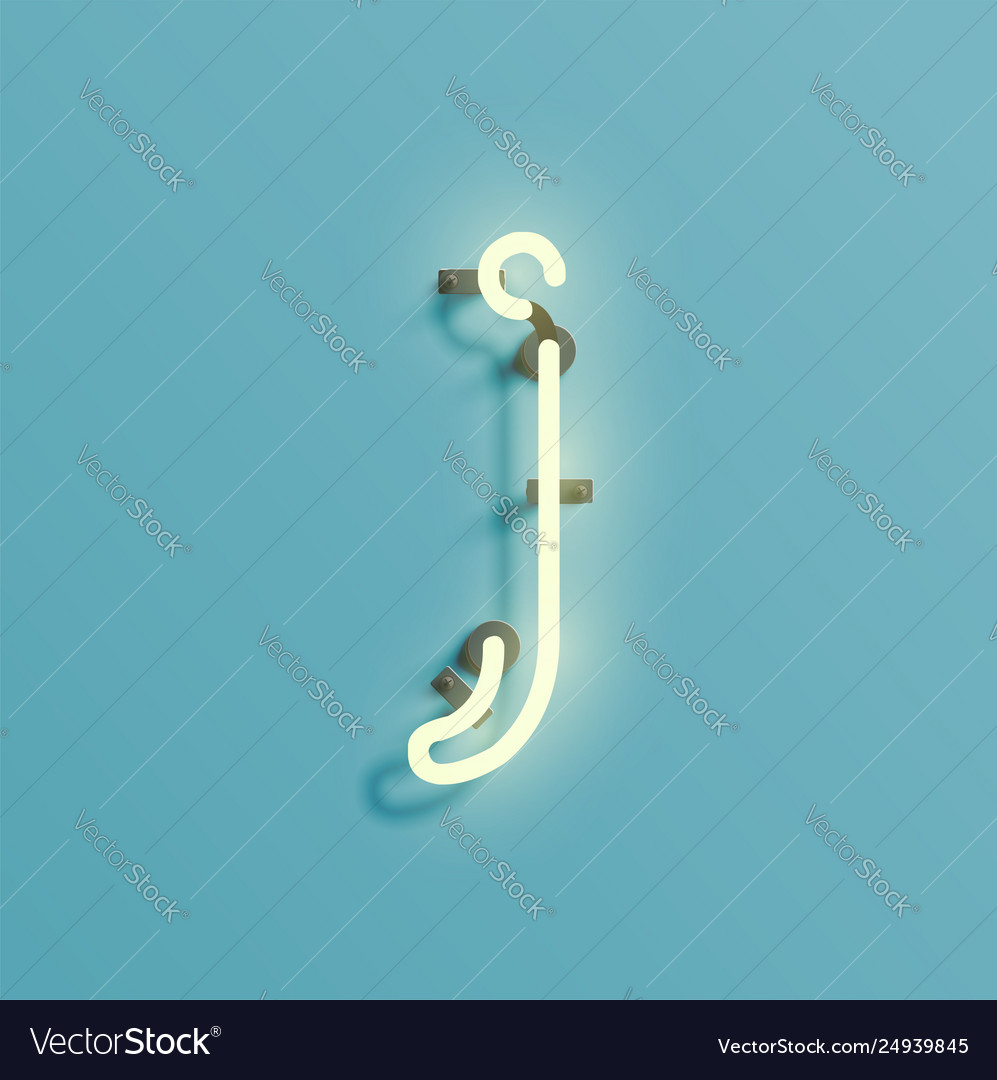 Realistic neon character from a fontset vector image Realistic neon character from a fontset