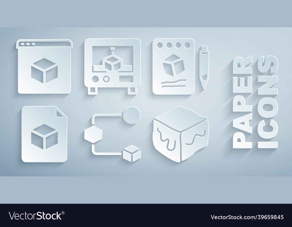 Set isometric cube sketch on paper file 3d vector image Set isometric cube sketch on paper file 3d