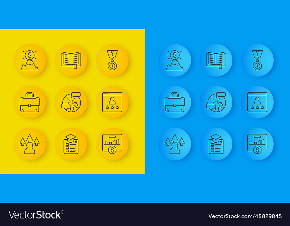 Set line front end development briefcase vector image Set line front end development briefcase