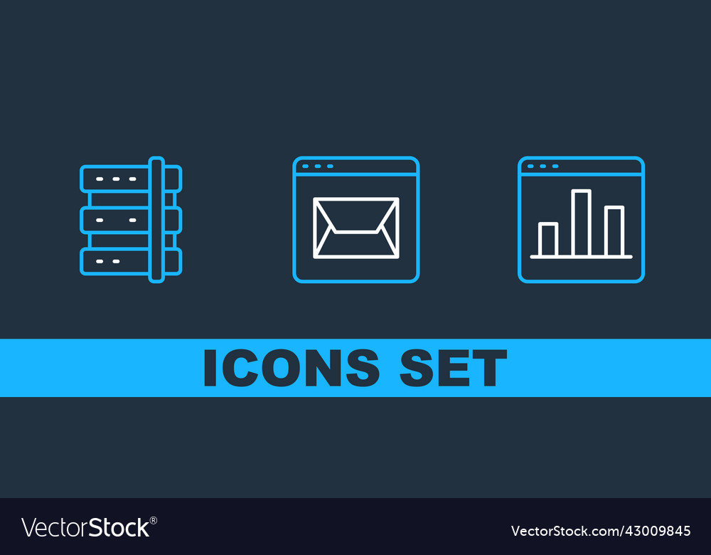 Set line graph chart infographic server vector image Set line graph chart infographic server