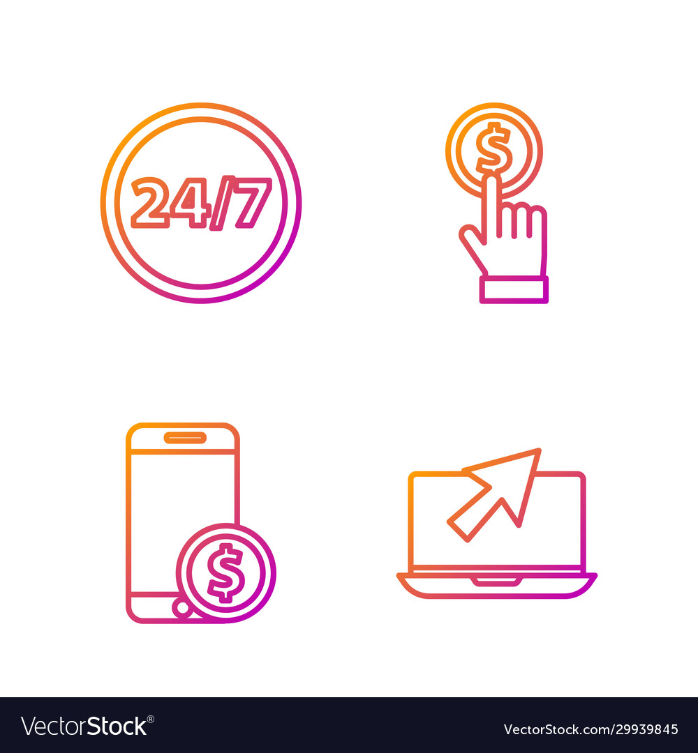 Set line laptop and cursor smartphone with dollar Vector Image Set line laptop and cursor smartphone with dollar