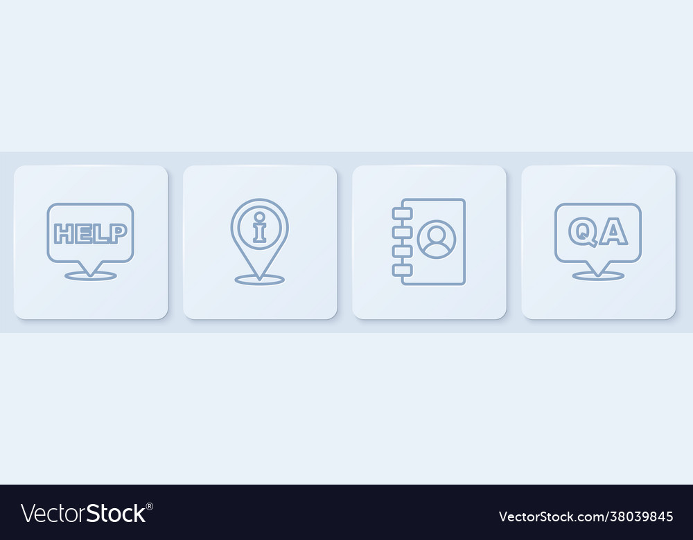 Set line speech bubble with text help address vector image Set line speech bubble with text help address