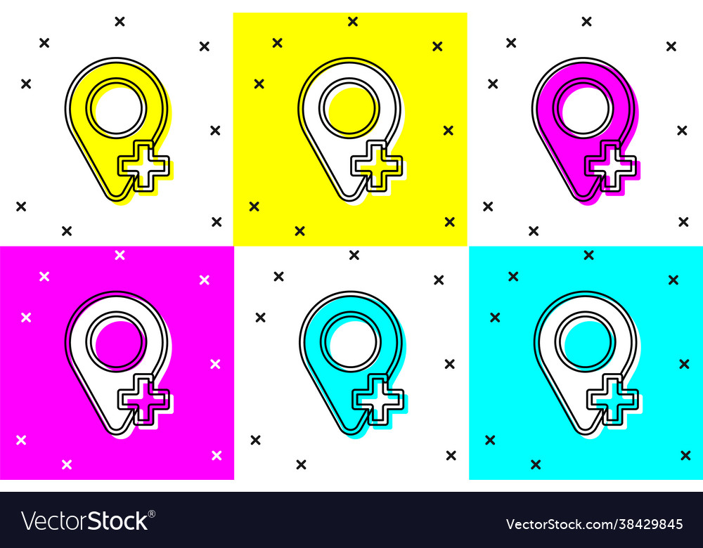 Set map pin icon isolated on color background vector image Set map pin icon isolated on color background