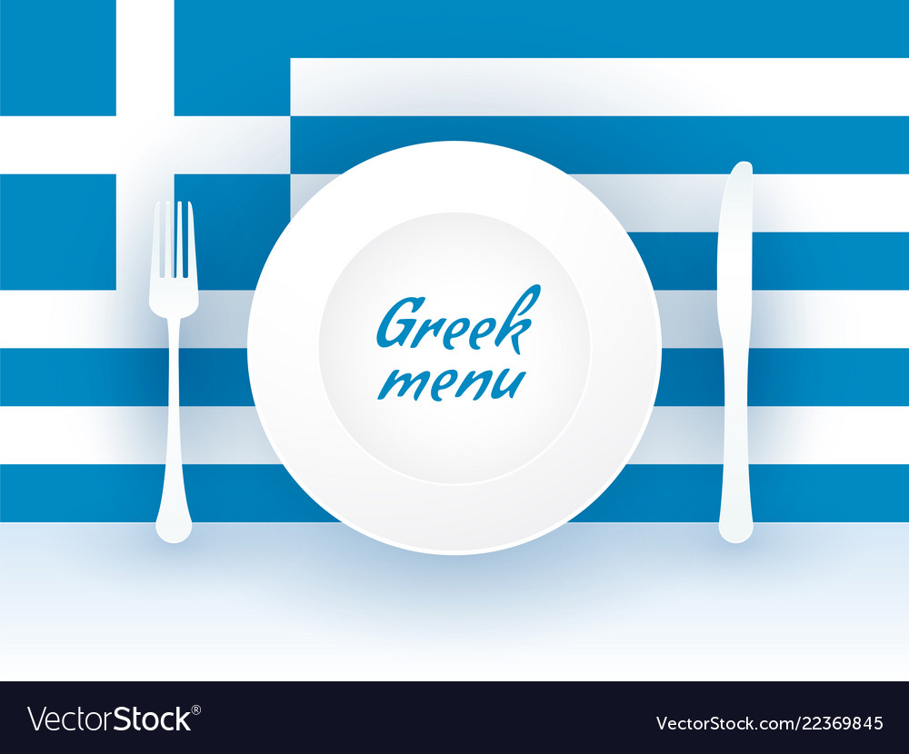 Sign greek menu with dishes and cutlery