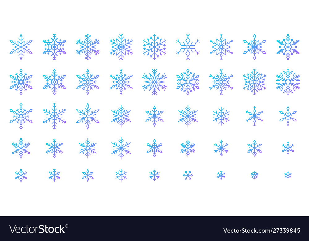 Snowflake simple color line icons snow set