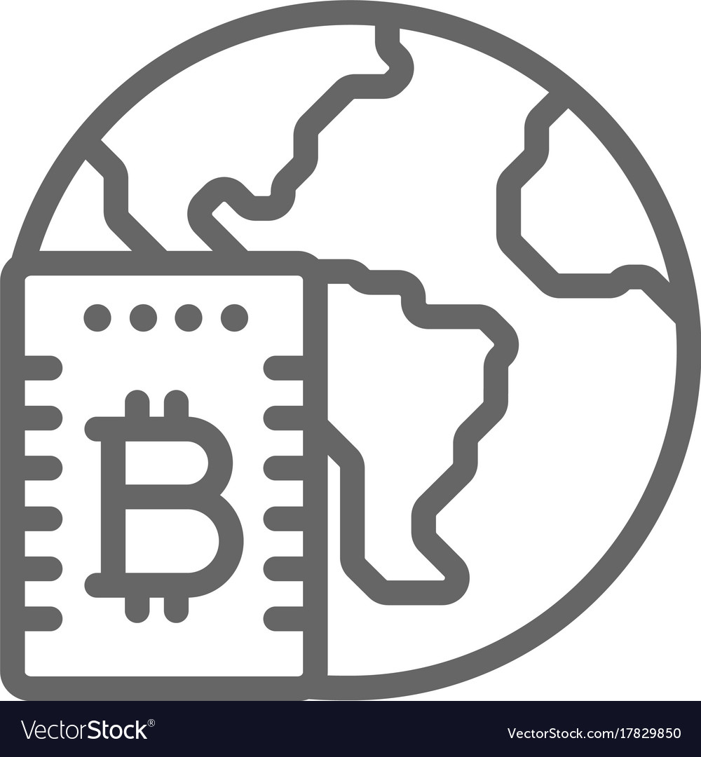 Bitcoin cloud mining line icon