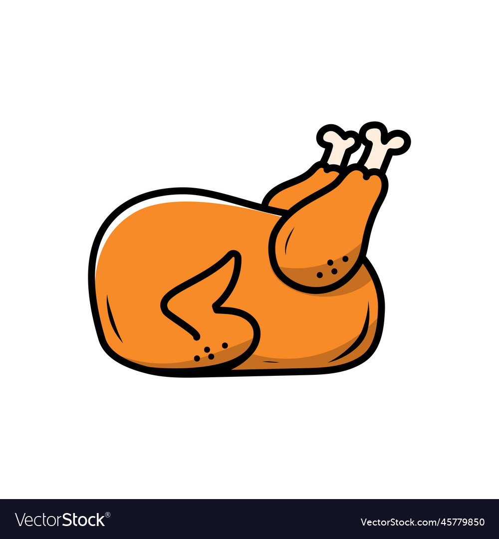 Chicken roast with cute cartoon style vector image Chicken roast with cute cartoon style