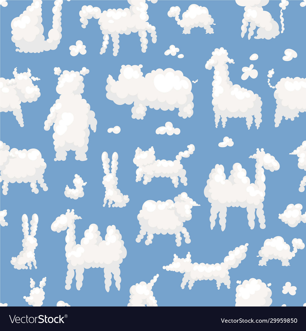 Clouds animal shapes seamless pattern with sheep vector image Clouds animal shapes seamless pattern with sheep