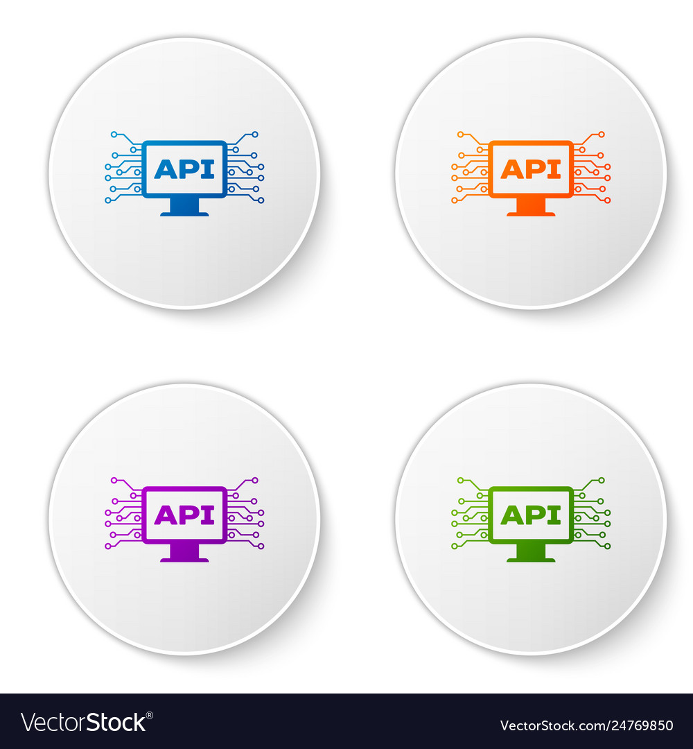 Color computer api interface icon isolated vector image Color computer api interface icon isolated