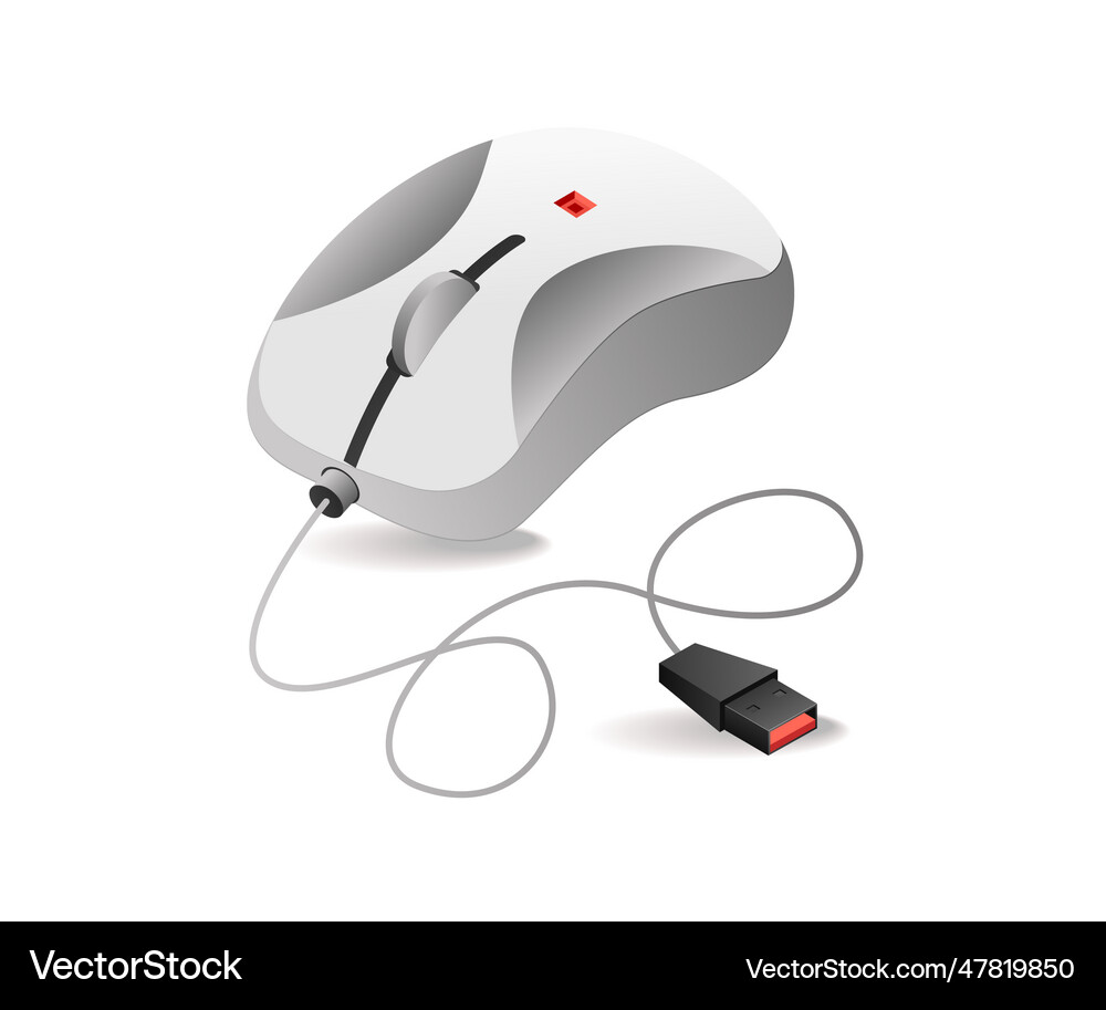 Computer data cable mouse isometric concept Vector Image