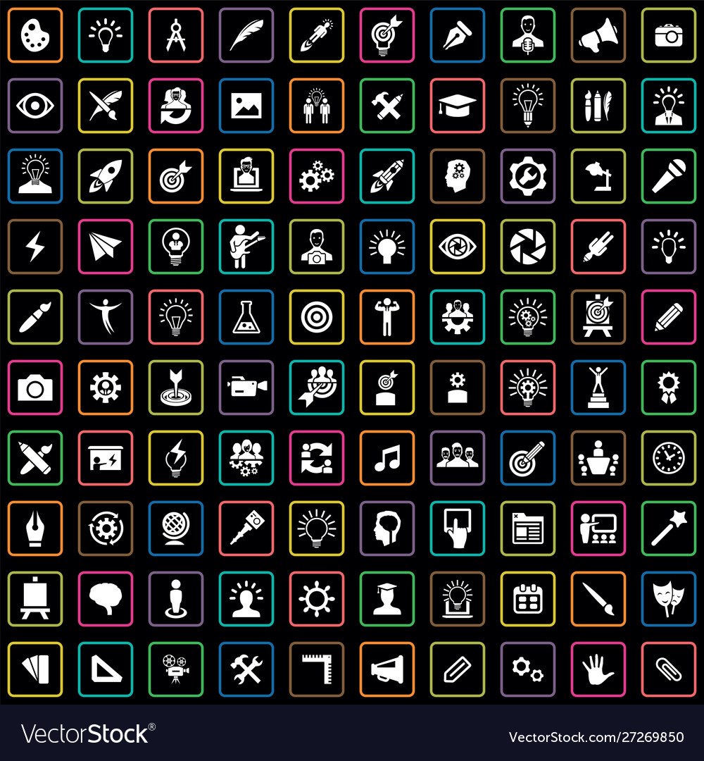 Creative process 100 icons universal set for web