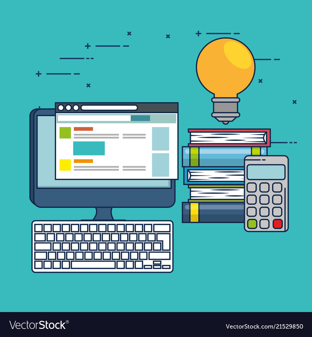 Education on line with desktop display vector image Education on line with desktop display